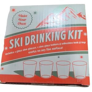 Ski Drinking Kit with 4 Shot Glasses, 4 Holders and Hook & Loop Mount